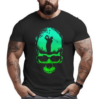 Golf Gothic Golfer Dad Skeleton Green Sunset S Big and Tall Men T-shirt | Mazezy AU