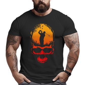 Golf Gothic Golfer Dad Skeleton Red Sunset S Big and Tall Men T-shirt | Mazezy