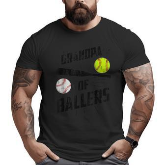 Grandpa Of Ballers Baseball Softball Fathers Day Big and Tall Men T-shirt | Mazezy