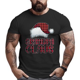 Grandpa Claus Santa Hat Red Buffalo Plaid Christmas Pajama Big and Tall Men T-shirt | Mazezy