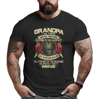 Grandpa Grandfather Keeping Shadows Lion Quote Apparel Big and Tall Men T-shirt | Mazezy