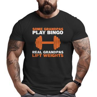 Grandpa Lift Weights Bodybuilding Grandfather Weightlifting Big and Tall Men T-shirt | Mazezy