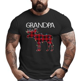 Grandpa Moose Plaid Red Lights Christmas Matching Family Big and Tall Men T-shirt | Mazezy
