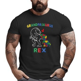 Grandpasaurus Autism Awareness Grandpa Dinosaur Grandfather Big and Tall Men T-shirt | Mazezy