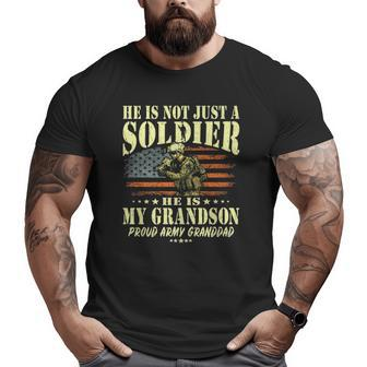 My Grandson Is A Solider Proud Army Granddad Grandpa Big and Tall Men T-shirt | Mazezy