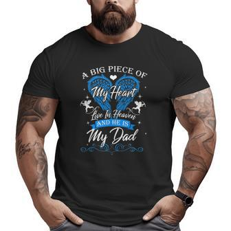 My Great Dad Lives In Heaven Memorial Fathers Blue Angel Big and Tall Men T-shirt | Mazezy