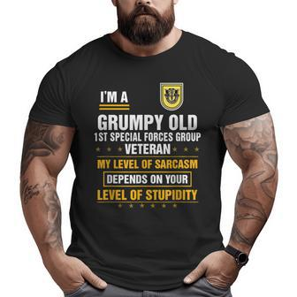 Grumpy Old 1St Special Forces Group Veteran Father Day Big and Tall Men T-shirt | Mazezy