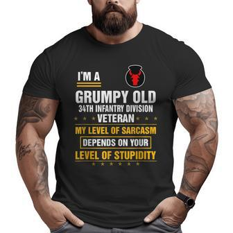 Grumpy Old 34Th Infantry Division Veteran Day Xmas Big and Tall Men T-shirt | Mazezy