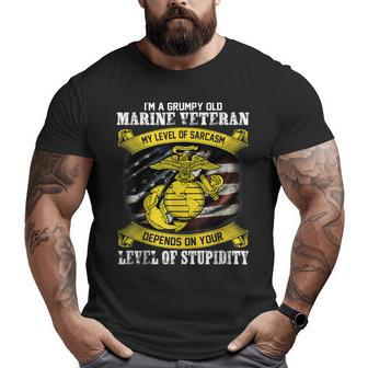 I Am A Grumpy Old Marine Veteran My Level Of Sarcasm Depends Big and Tall Men T-shirt | Mazezy