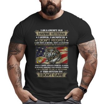 Grumpy Old Marine Veteran Not A Hero Not A Legend Big and Tall Men T-shirt | Mazezy