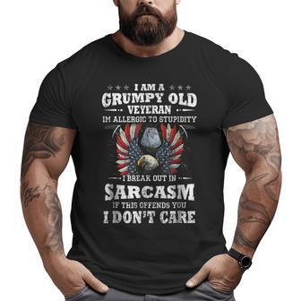 I Am A Grumpy Old Veteran I'm Allergic To Stupidity Big and Tall Men T-shirt | Mazezy