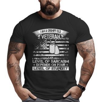 I Am A Grumpy Old Veteran My Level Of Sarcasm Depends Big and Tall Men T-shirt | Mazezy