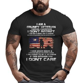 I Am A Grumpy Veteran I Served I Sacrified American Flag Big and Tall Men T-shirt | Mazezy