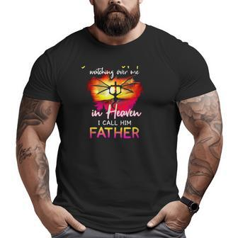 I Have A Guardian Angel Watching Over Me In Heaven I Call Him Father Christian Cross With Dragon Big and Tall Men T-shirt | Mazezy