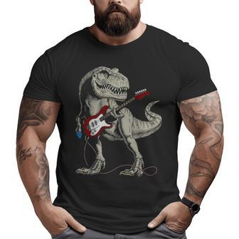 Guitar Dinosaur Playing Guitar Big and Tall Men T-shirt | Mazezy