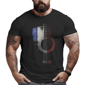 Guitar Shadow France Flag Big and Tall Men T-shirt | Mazezy