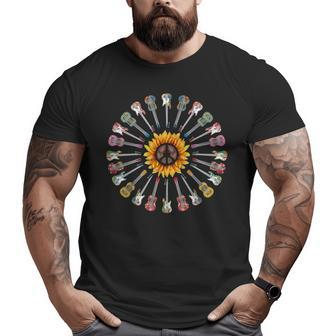 Guitar Sunflower Big and Tall Men T-shirt | Mazezy