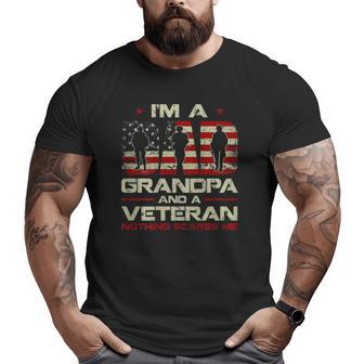 Gun American Flag I'm A Dad Grandpa And A Veteran On Back Big and Tall Men T-shirt | Mazezy