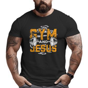 Gym And Jesus Jesus Workout Jesus Christian Fitness Big and Tall Men T-shirt | Mazezy