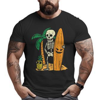 Hawaii Surfer Skeleton Cool Chill Halloween Beach Big and Tall Men T-shirt | Mazezy