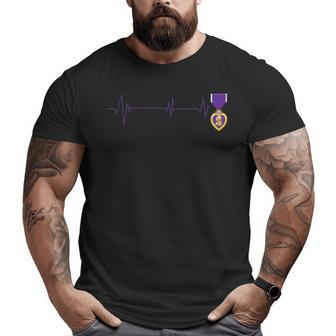 Heart Beats Purple Heart Us Military Purple Heart Veteran Big and Tall Men T-shirt | Mazezy
