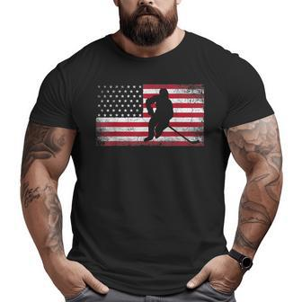 Hockey American Flag 4Th Of July Patriotic Usa Dad Men Son Big and Tall Men T-shirt | Mazezy