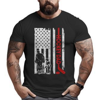 Hockey Dad American Flag Father's Day For Hockey Daddy Big and Tall Men T-shirt | Mazezy