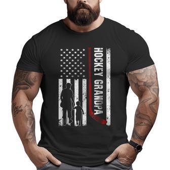 Hockey Grandpa American Flag Father's Day Big and Tall Men T-shirt | Mazezy