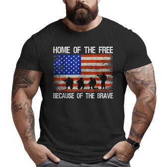 Home Of The Free Because Of The Brave Veteran American Flag Big and Tall Men T-shirt | Mazezy