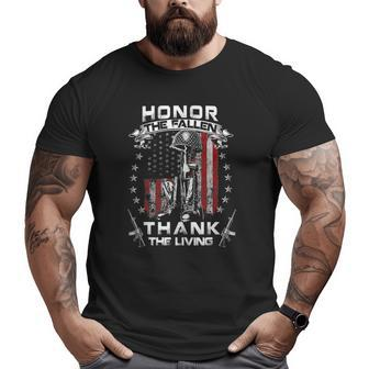 Honor The Fallen Thank The Living Memorial Day Veterans Day Big and Tall Men T-shirt | Mazezy