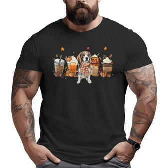 Horror Fall Coffee Beagle Dog Hallowwen Pumpkin Spice Autumn Big and Tall Men T-shirt | Mazezy AU