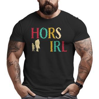Horse Girl Cute Colorful Retro Horseback Riding Big and Tall Men T-shirt | Mazezy
