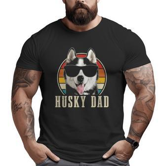 Husky Dad Dog Sunglasses Vintage Siberian Husky Big and Tall Men T-shirt | Mazezy