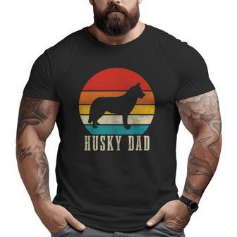 Husky Dad Siberian Husky Vintage Dog Owner Big and Tall Men T-shirt | Mazezy