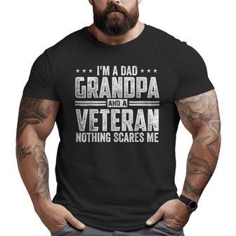 I'm A Dad Grandpa And A Veteran Papa Husband Usa Flag Veteran Big and Tall Men T-shirt | Mazezy