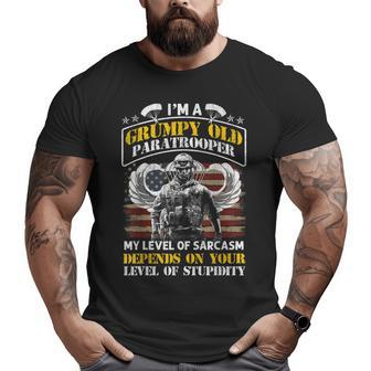 I'm A Grumpy Old Paratrooper Flag Veterans Day Big and Tall Men T-shirt | Mazezy