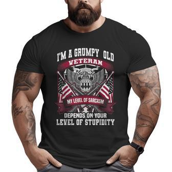 I'm A Grumpy Old Veteran My Sarcasm Level Your Stupidity Big and Tall Men T-shirt | Mazezy