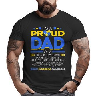 I'm A Proud Dad Of A Down Syndrome Awareness Blue & Yellow Big and Tall Men T-shirt | Mazezy