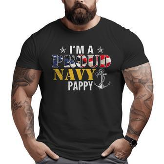 I'm A Proud Navy Pappy American Flag Military Veteran Big and Tall Men T-shirt | Mazezy