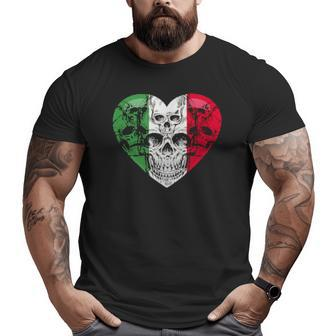 Italia Heart Fan Jersey Italy Flag With Skulls Big and Tall Men T-shirt | Mazezy