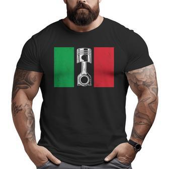 Italian Car & Diesel Mechanic Italy Flag Piston Muscle Auto Big and Tall Men T-shirt | Mazezy