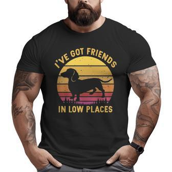 I've Got Friends In Low Places Dachshund Apparel Big and Tall Men T-shirt | Mazezy