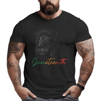 Junenth Black King Melanin Dad Fathers Day Men Lion Leo Big and Tall Men T-shirt | Mazezy