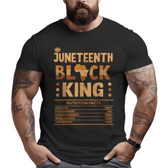 Junenth Black King Nutrition Facts Melanin Matching Dad Big and Tall Men T-shirt | Mazezy