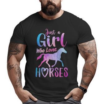 Just A Girl Who Loves Horses Riding Cute Horse Girls Women Big and Tall Men T-shirt | Mazezy