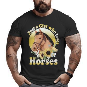 Just A Girl Who Loves Horses Riding Girls Big and Tall Men T-shirt | Mazezy