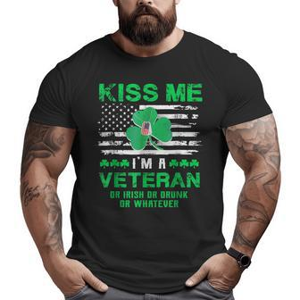 Kiss Me I'm A Veteran Irish St Patrick's Day Big and Tall Men T-shirt | Mazezy