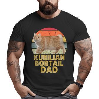 Kurilian Bobtail Cat Dad Retro Vintage For Cat Lovers Big and Tall Men T-shirt | Mazezy