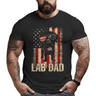 Lab Dad Labrador Retriever Dog American Flag Big and Tall Men T-shirt | Mazezy