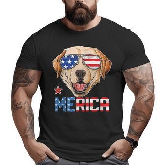 Labrador 4Th Of July Merica Men Usa American Flag Big and Tall Men T-shirt | Mazezy